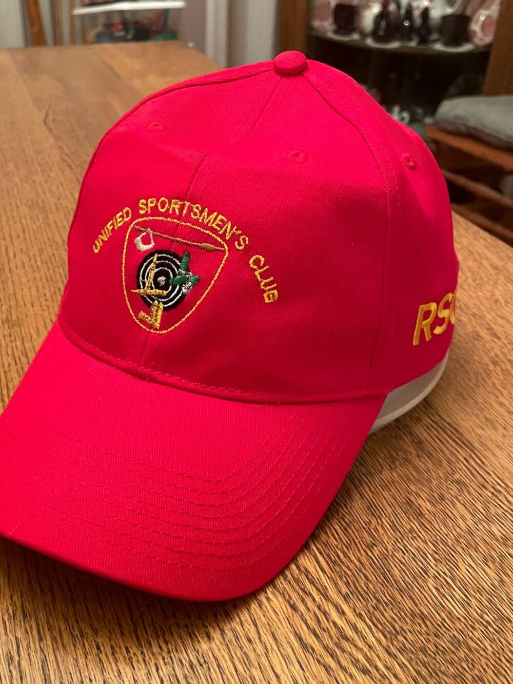 Vintage Unified Sportsmen's Club Red Hook and Loop Baseball Hat Cap made in USA